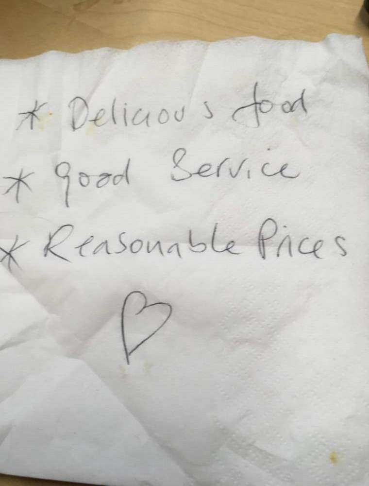 feedback on a napkin